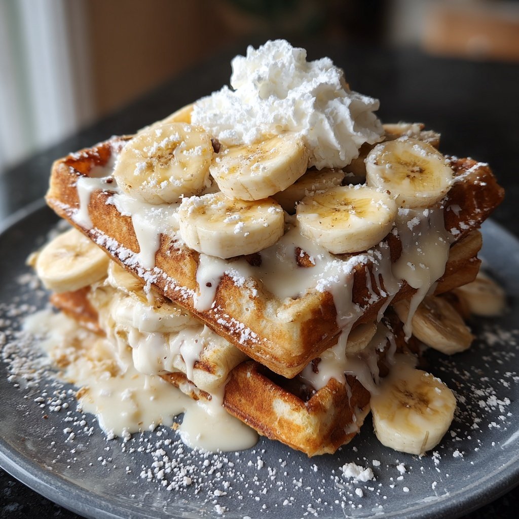 Banana Pudding Waffle Stack
