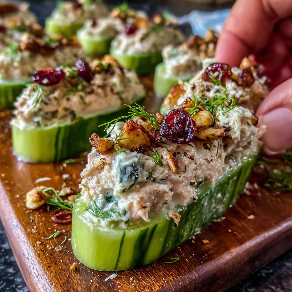 Tuna Cucumber Snack Boats