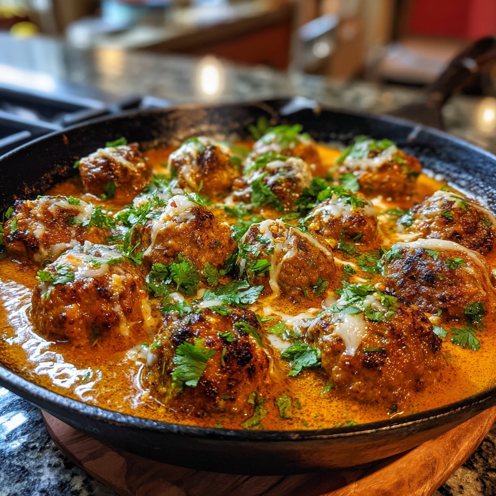 Butter Chicken Meatball Skillet